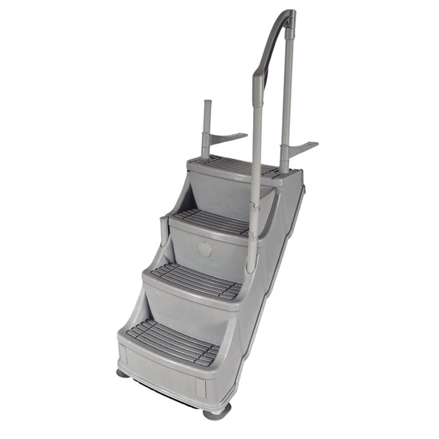 Échelle De Piscine Summer Waves – Gris, Robuste, Max 150 Kg, Marches Rabattables Pour Sécurité