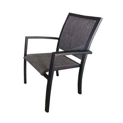 CHAISE EMPILABLE AKUMAL ALUM.NOIR, TEXTILENE CHARBON CHAISE EMPILABLE AKUMAL ALUM.NOIR, TEXTILENE CHARBON