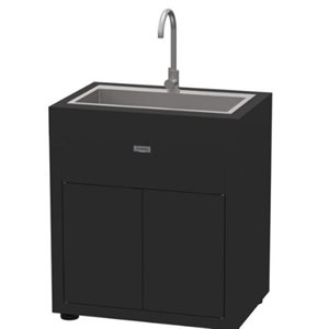 MEUBLE NOIR AVEC EVIER INTEGRE (80X55X128CM)